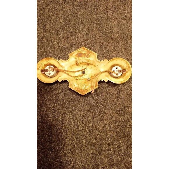 Antique art deco flat mount ceiling light fixture with double light. Late 1800s - Picture 6 of 10